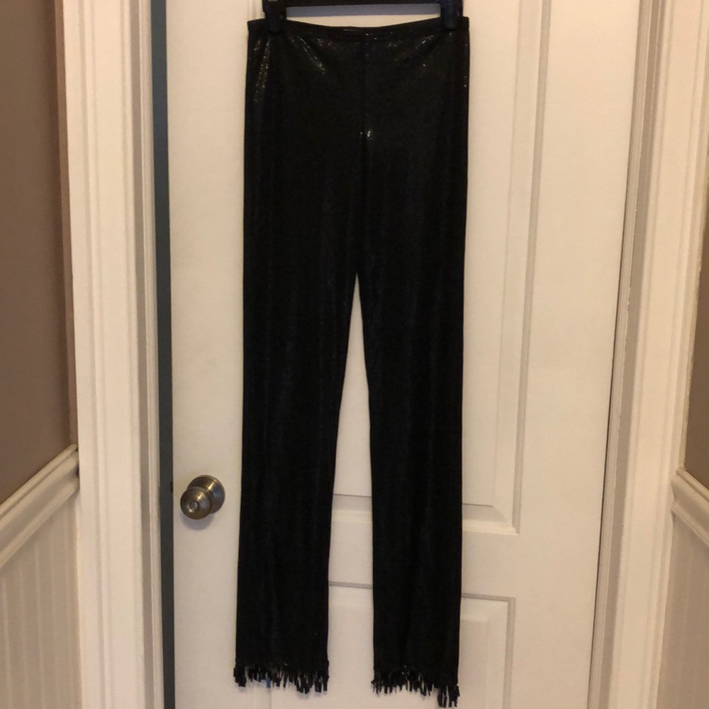 PW Design iridescent pants with fringe bottom